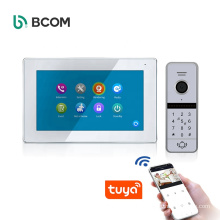 Bcom home 2 units waterproof ip67 7''inch wired wifi ip video intercom system wired 2021 1080p visual doorbell door phone